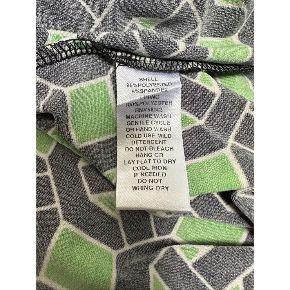 Maggy London women’s green geometric sleeveless dress size 14. #29-1295
